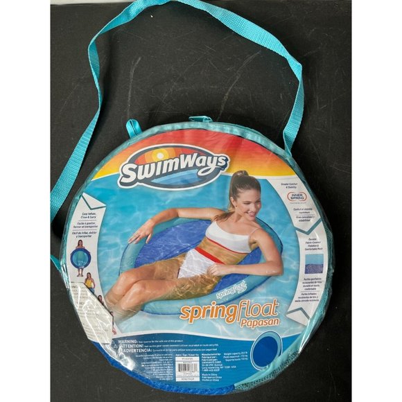 SwimWays Spring Float Papasan Mesh Float for Pool or Lake - Light Blue/Blue new - Picture 1 of 6